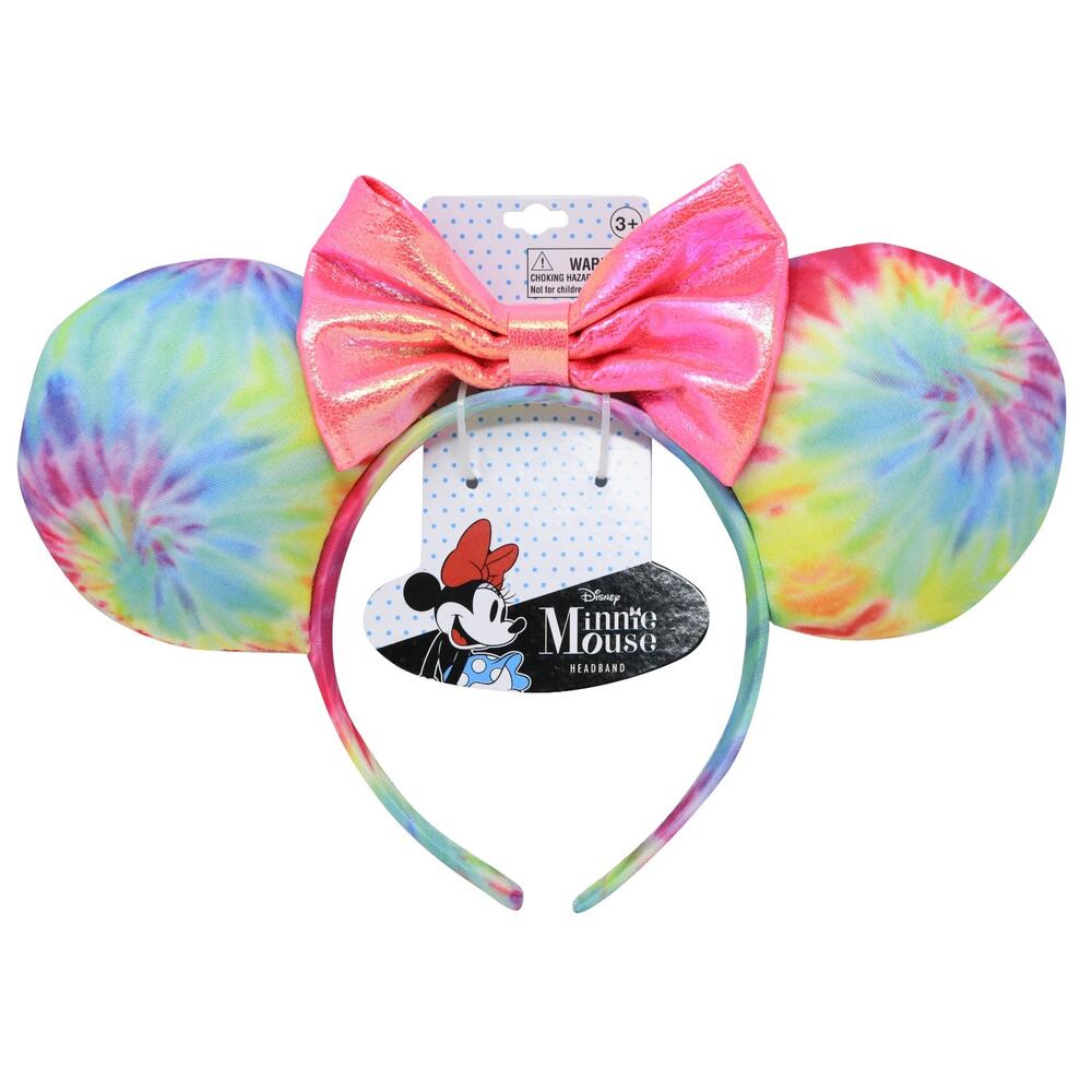 Minnie Tie Dye Ears Headband with Pink Bow